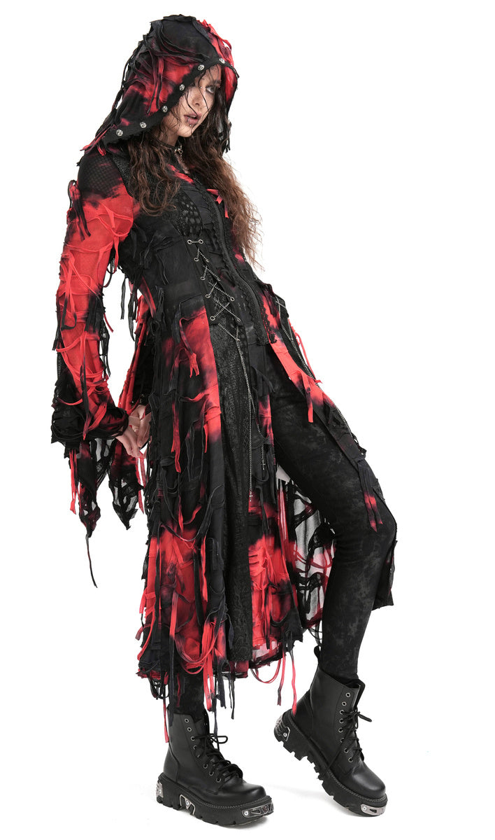 Black & Red Bloody Shredded Hood Jacket