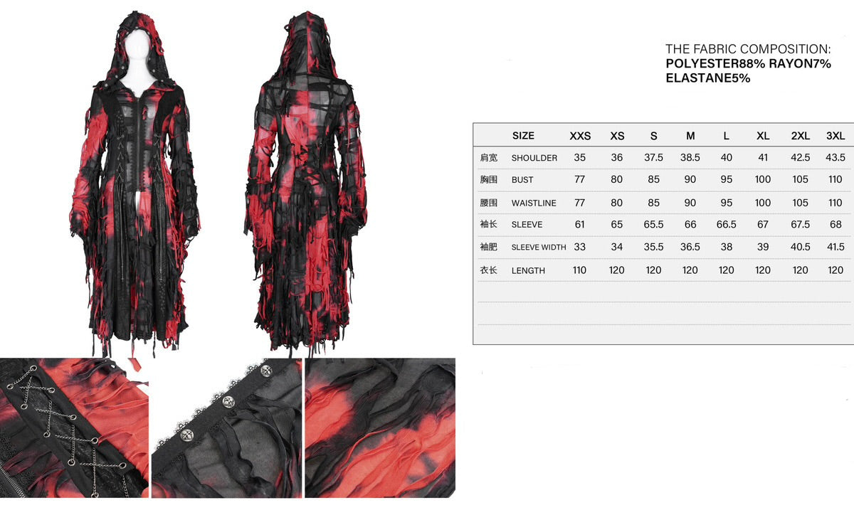 Black & Red Bloody Shredded Hood Jacket