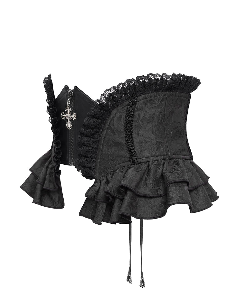 Crucifix Rose Frill Corset Belt