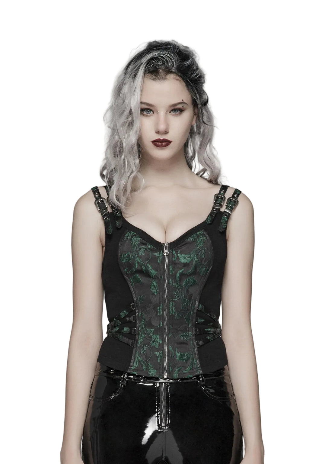 Green Poison Ivy Corset Buckle Top