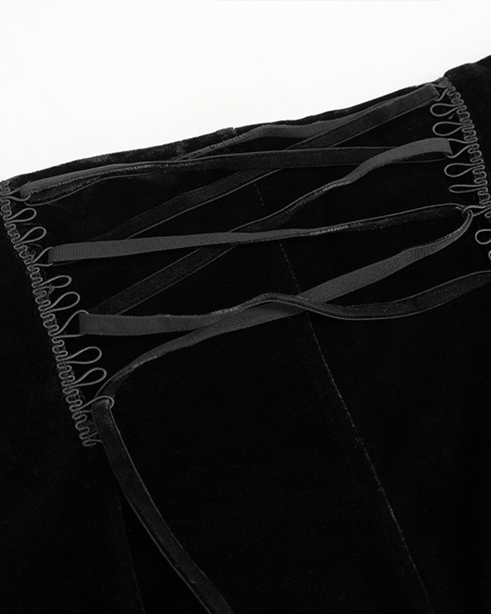 Black Velvet Zip Chain Hot Pants
