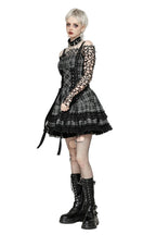 Grey Plaid Lace Up Mini Dress