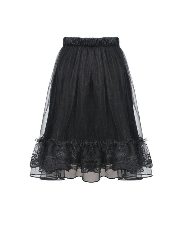 Velvet Hem Mesh Skirt
