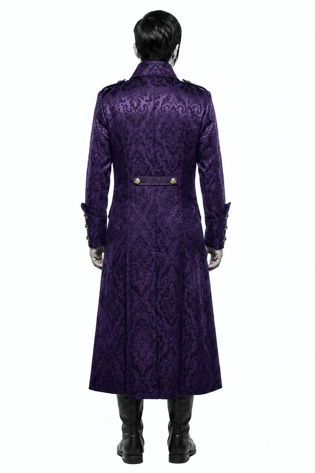 Long Purple Brocade Gothic Jacket