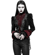 Black & Red Crafted Gothic Velvet Jacket