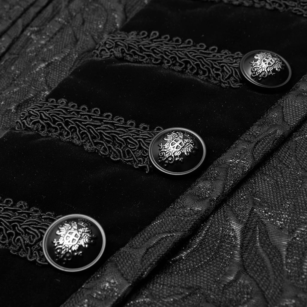 Black Ribcage Style Button Waistcoat