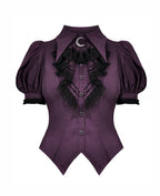 Purple Moon Witch Ruffle Blouse