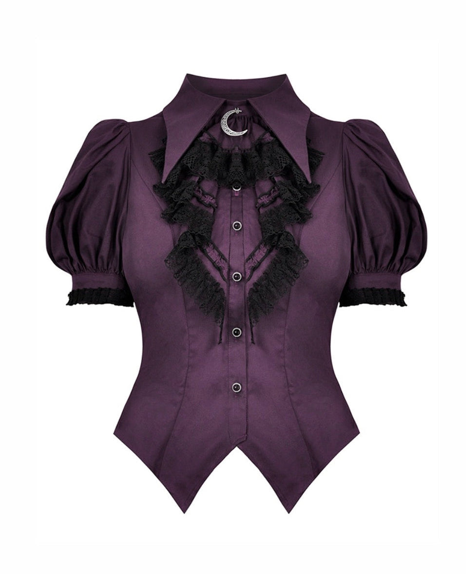 Purple Moon Witch Ruffle Blouse