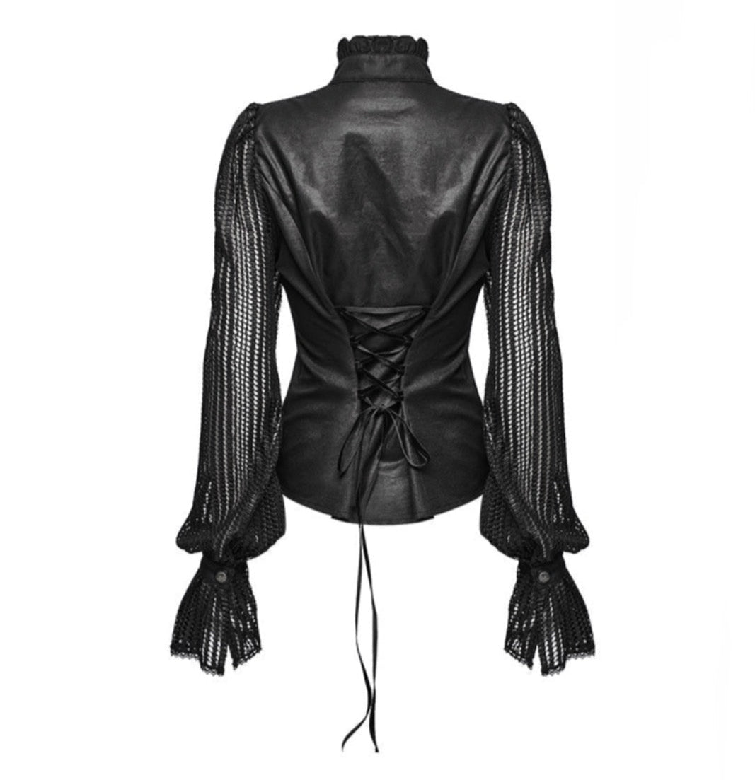 Ruched Mesh Sleeve Blouse