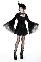 Velvet Lace Bell Sleeve Mini Dress