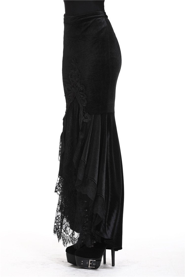 Mermaid Tail Velvet Lace Maxi Skirt