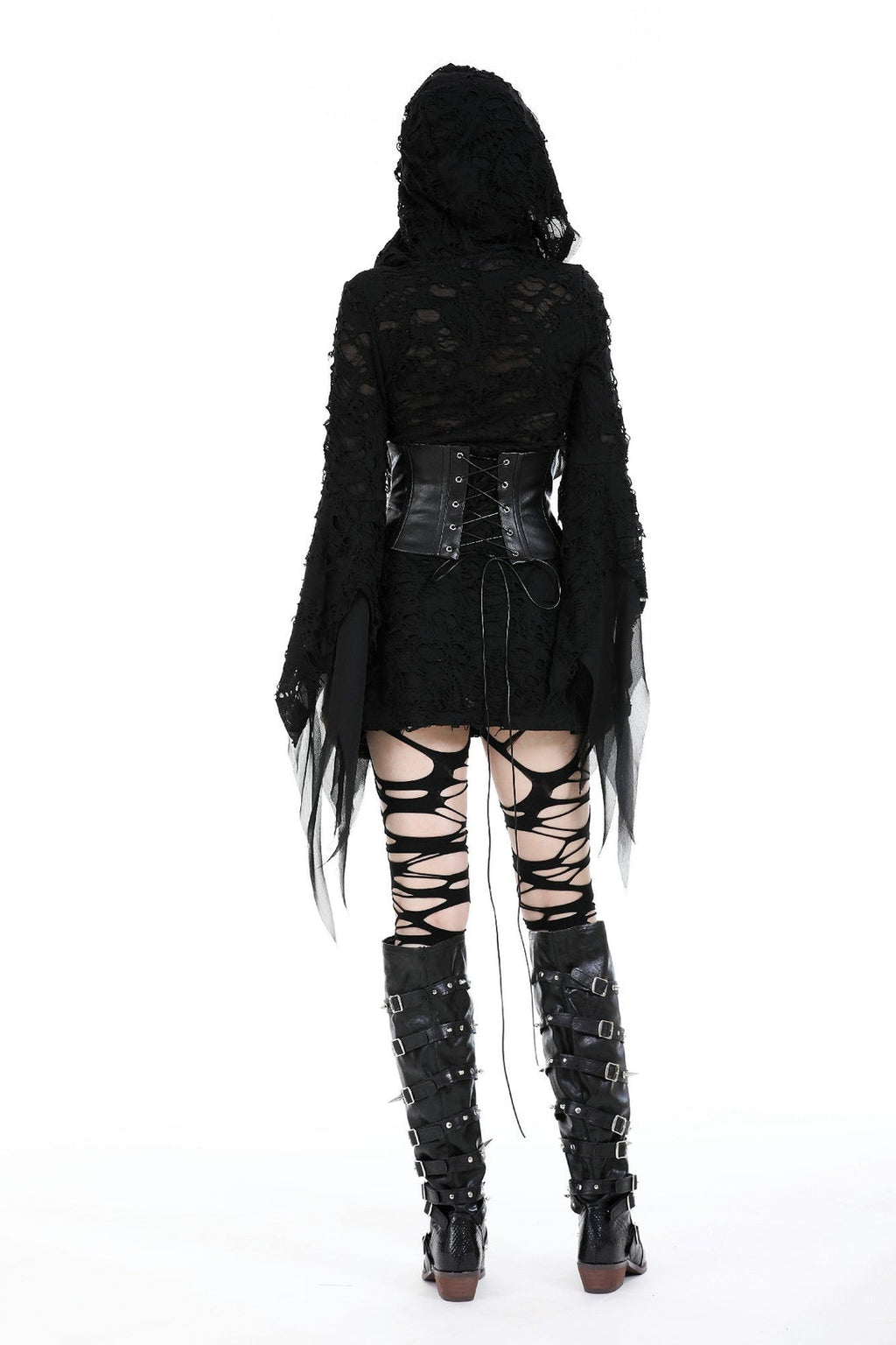 Shredded Whimsical Sleeve Hooded Jacket