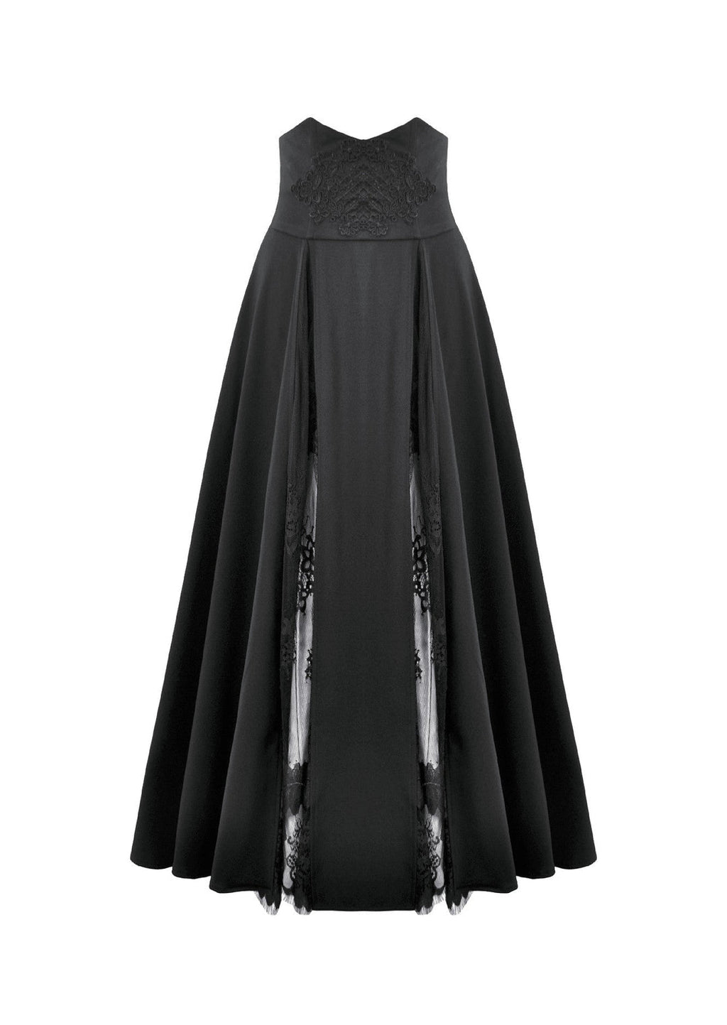 Panel Split Floral Net Maxi Skirt