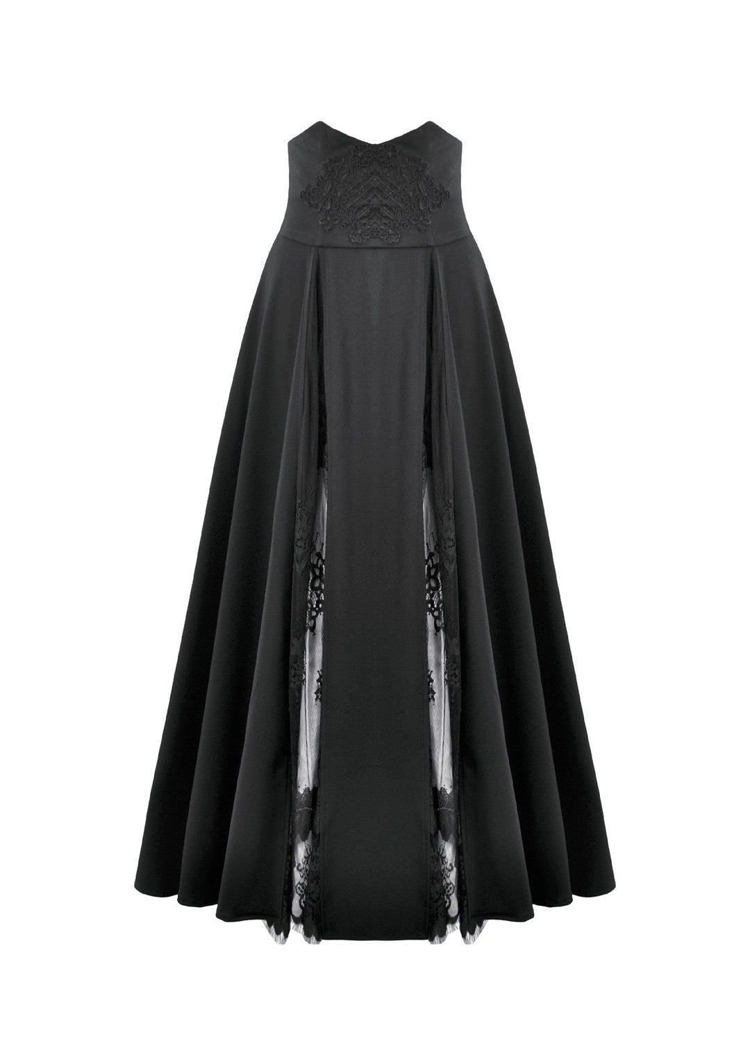 Panel Split Floral Net Maxi Skirt