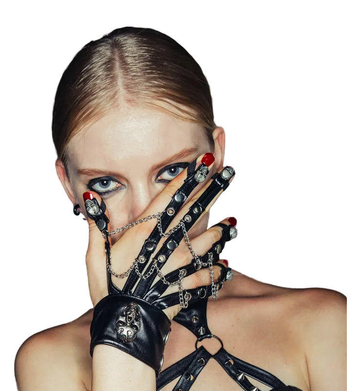 Women’s Skeleton Skull Chain Hand Claw Glove