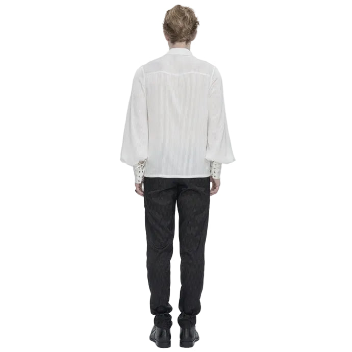 White Pinstripe Ruffle Shirt