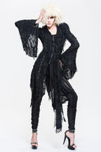 Shredded Long Hooded Cardigan