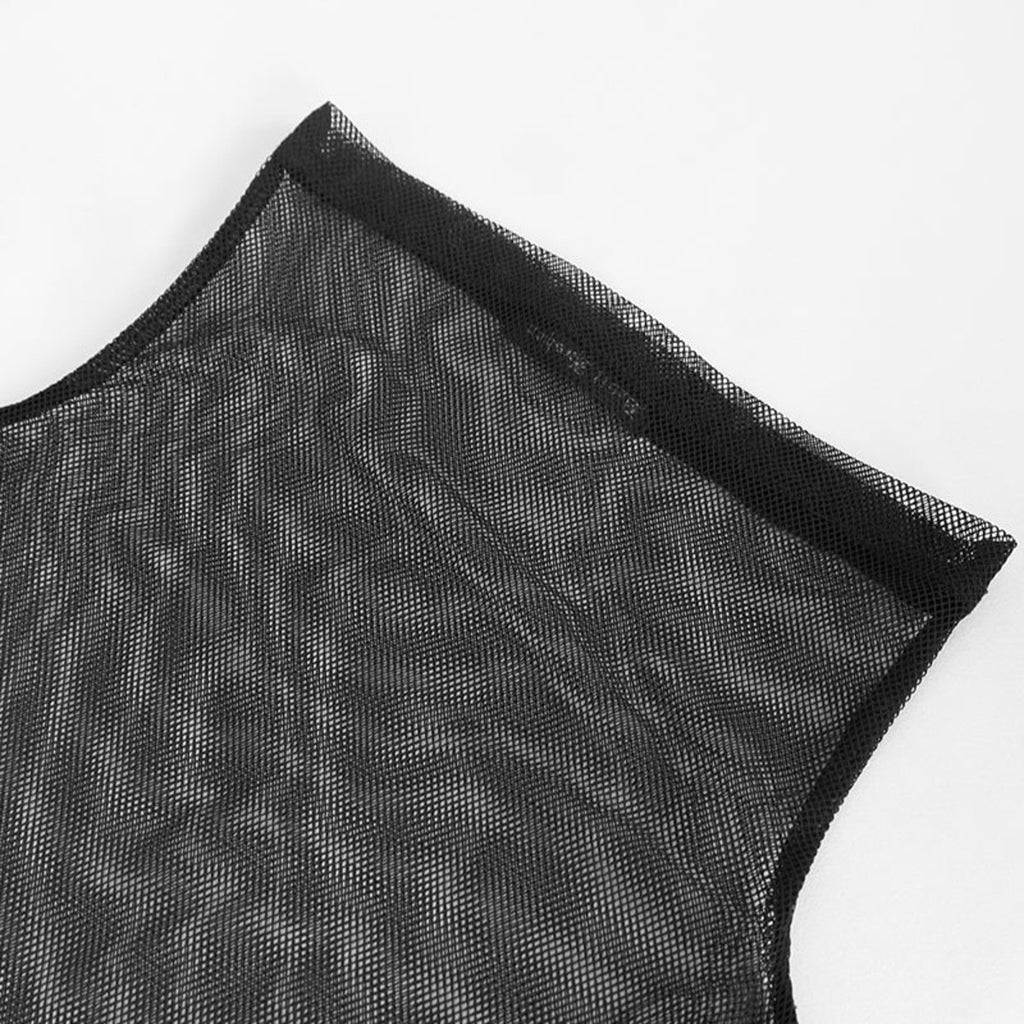 High Neck Casual Mesh Top