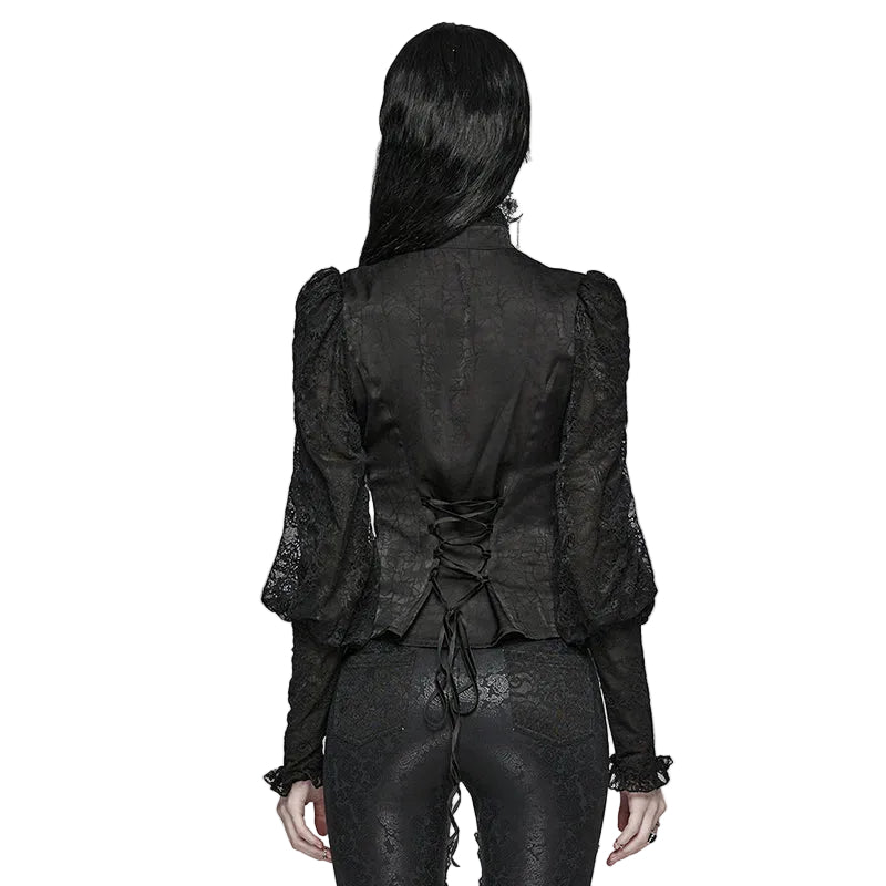 Ruffle High Neck Lace Gothic Blouse