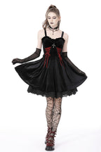Bloody Lace Up Velvet Dress