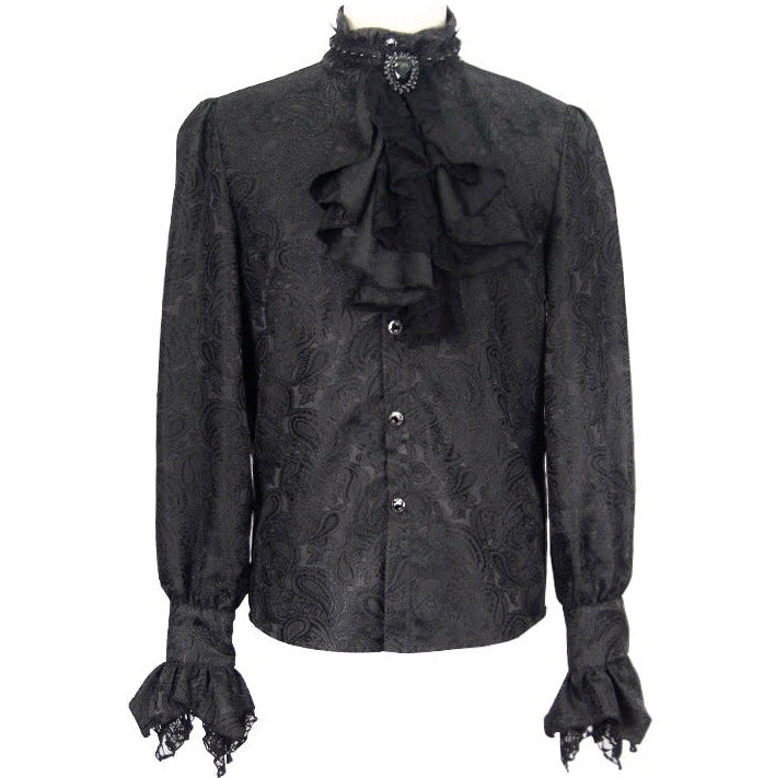 Black Paisley Jacquard Shirt With Cravat