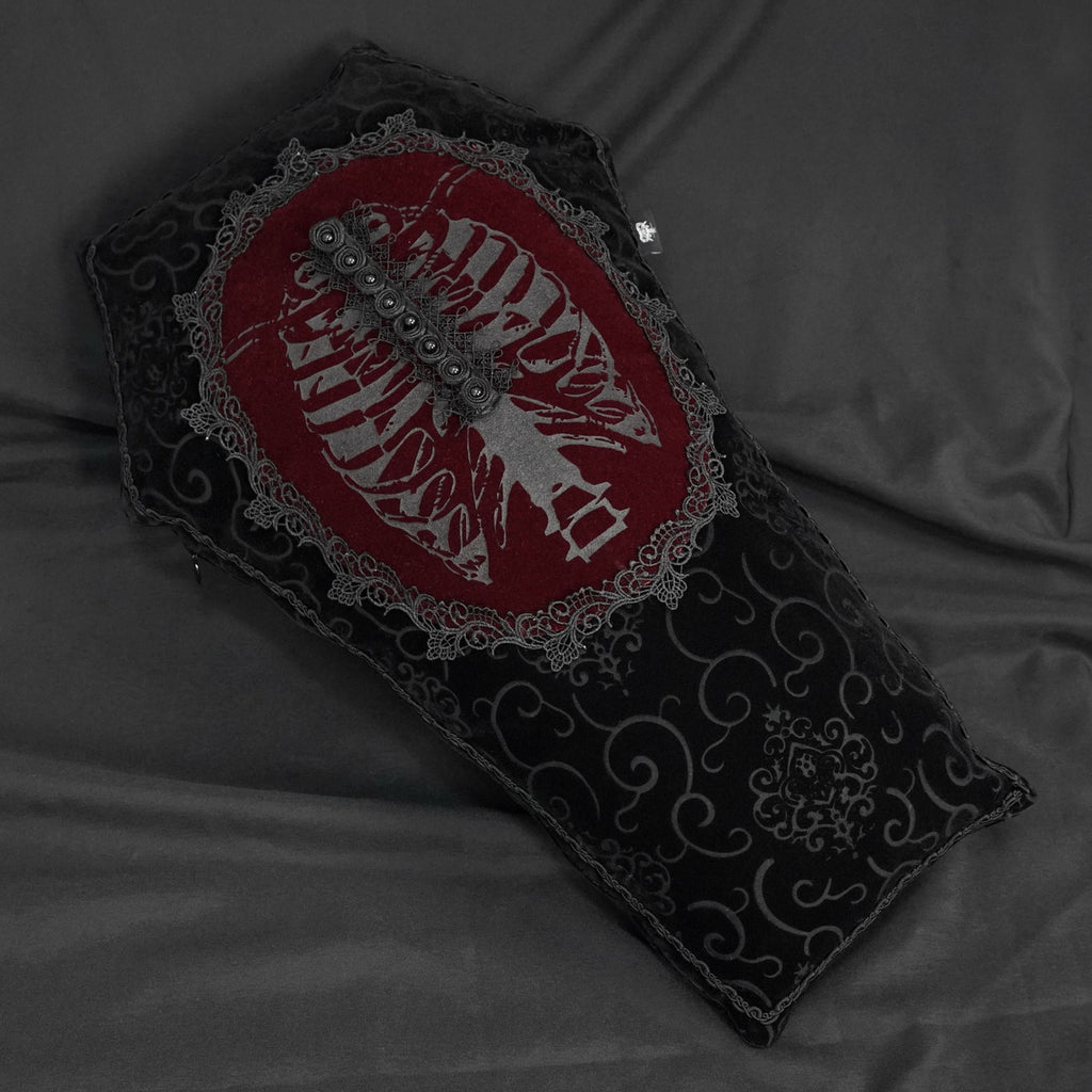 Ribcage Coffin Shape Velvet Cushion