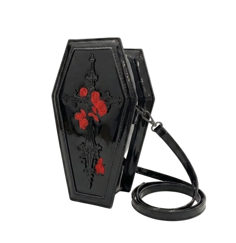 PVC Coffin Rose Crucifix Dagger Bag