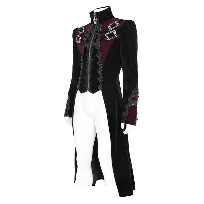 Big Buckle Long Velvet Black Gothic Jacket