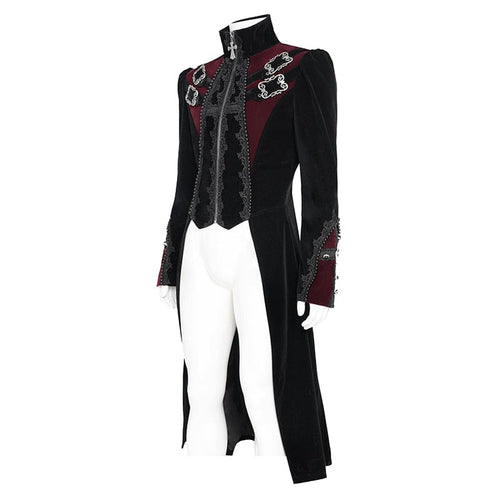 Big Buckle Long Velvet Black Gothic Jacket