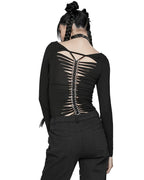Full Sleeve Ribcage Skeleton Ring Cutout Spine Top