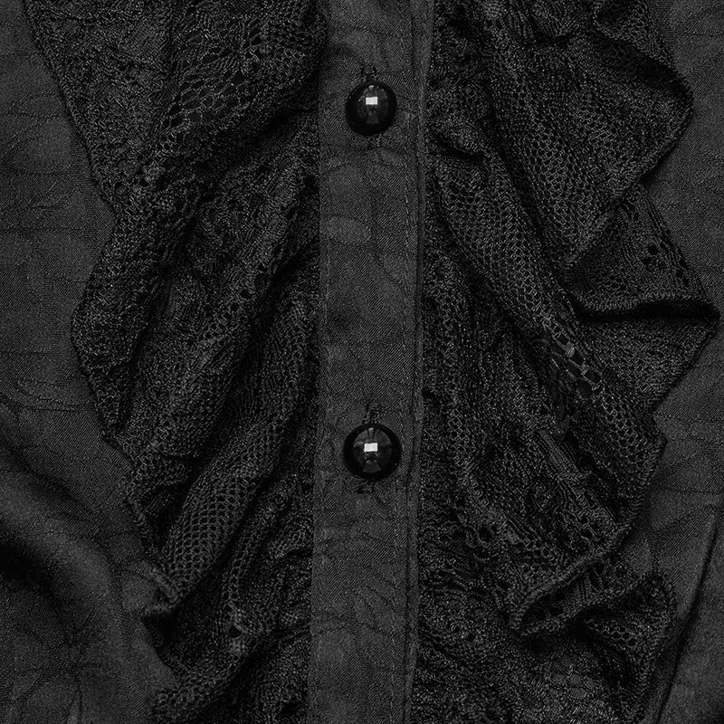 Ruffle High Neck Lace Gothic Blouse