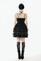 Bat Coffin Ruffle Layer Mini Dress