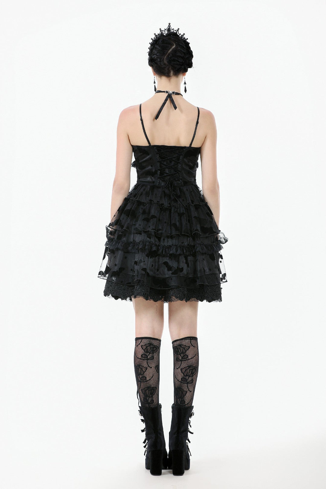 Bat Coffin Ruffle Layer Mini Dress
