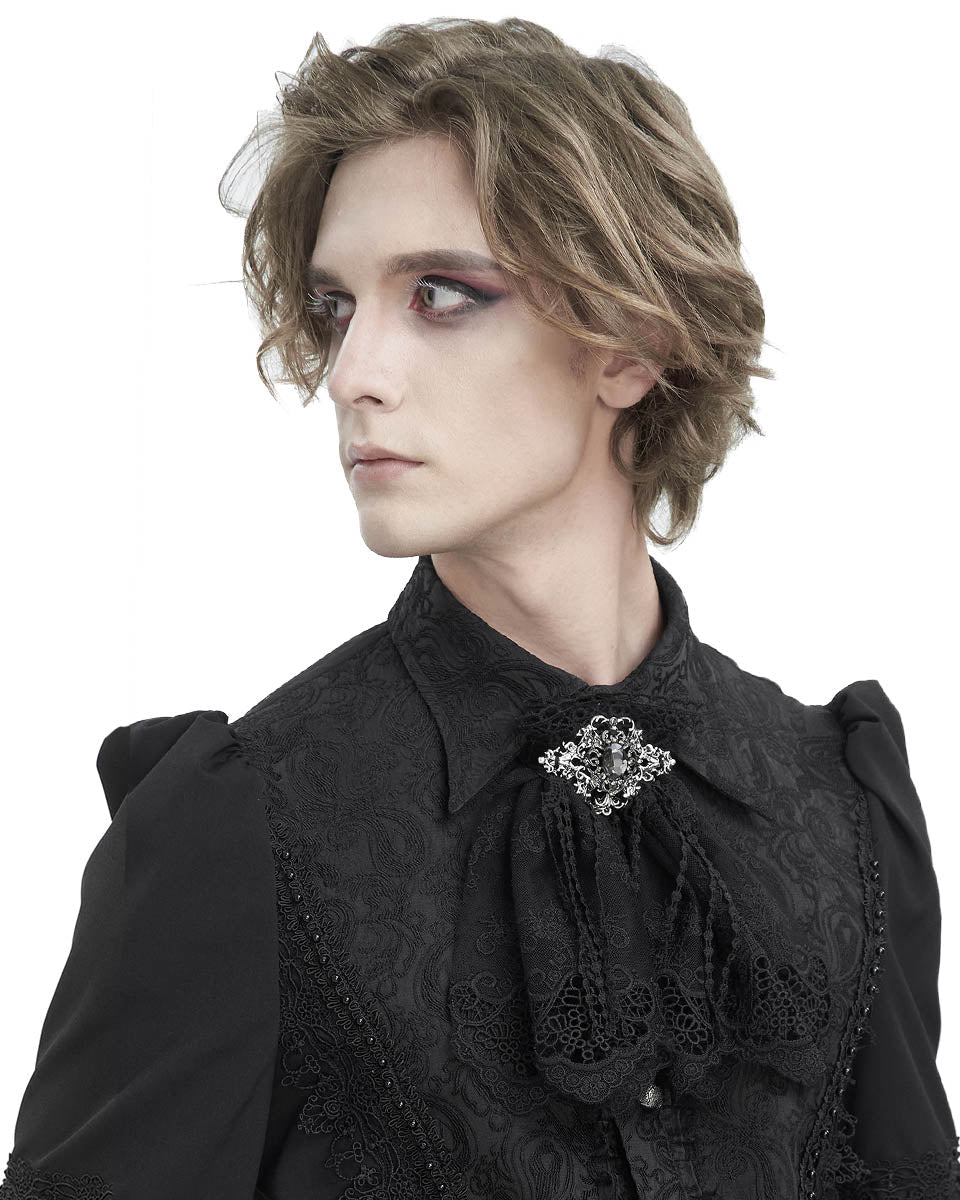 Lace Cravat With Jewel Broach