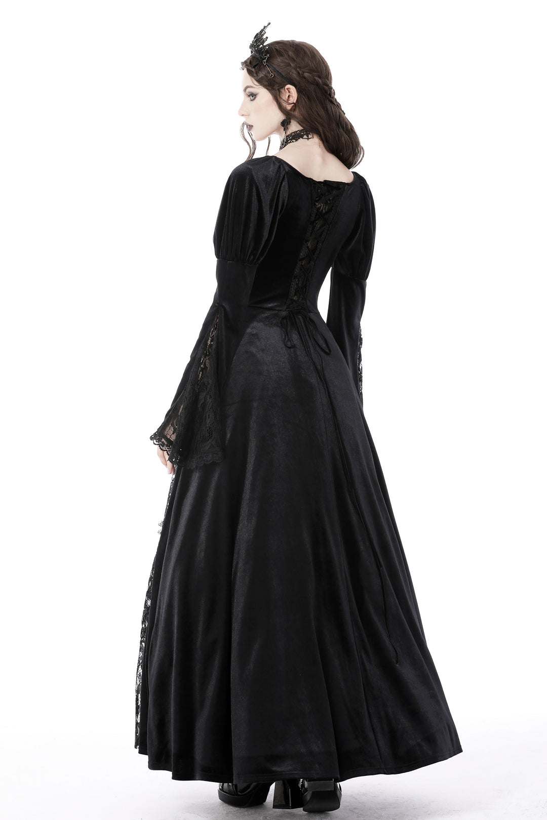 Velvet Lace Detailed Maxi Dress