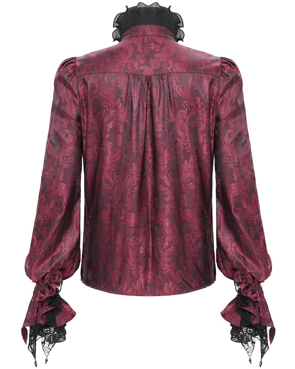 Red Crucifix Jacquard Detachable Cravat Shirt