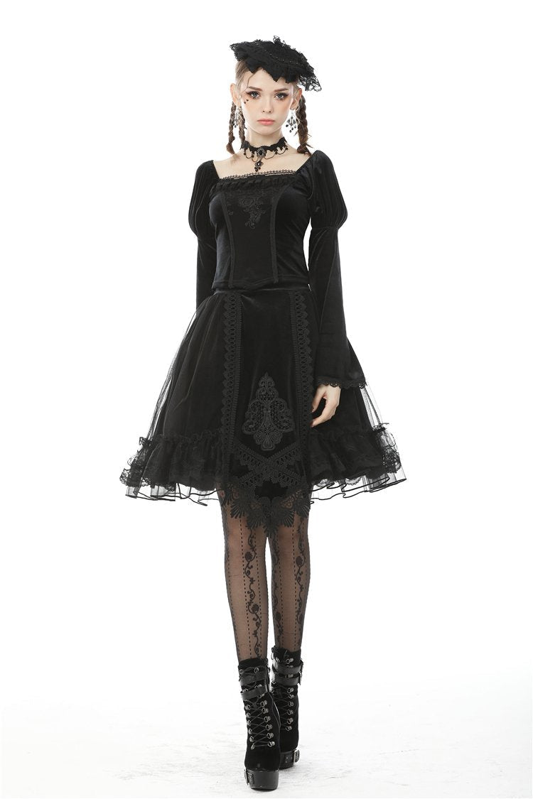 Velvet Hem Mesh Skirt