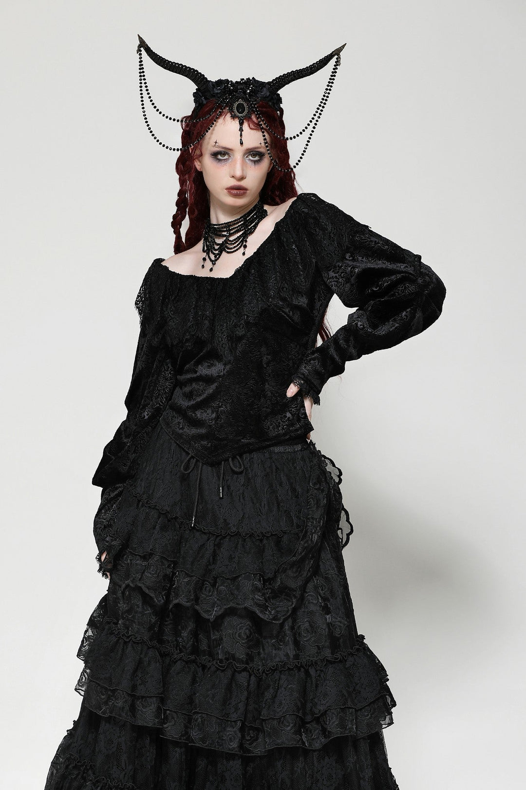 Velvet Jacquard Blouse