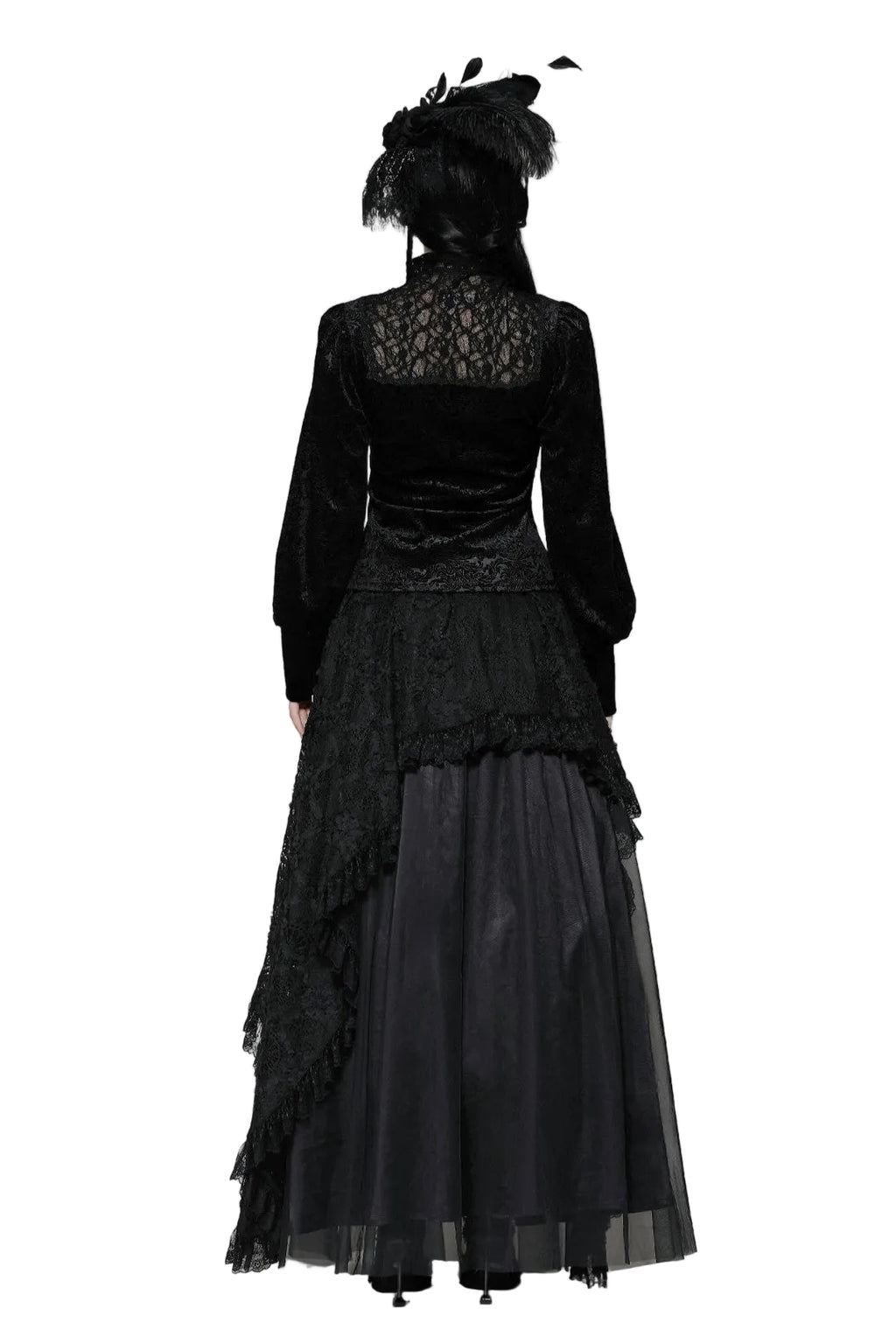 High Neck Jacquard Velvet Blouse