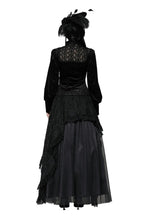 High Neck Jacquard Velvet Blouse