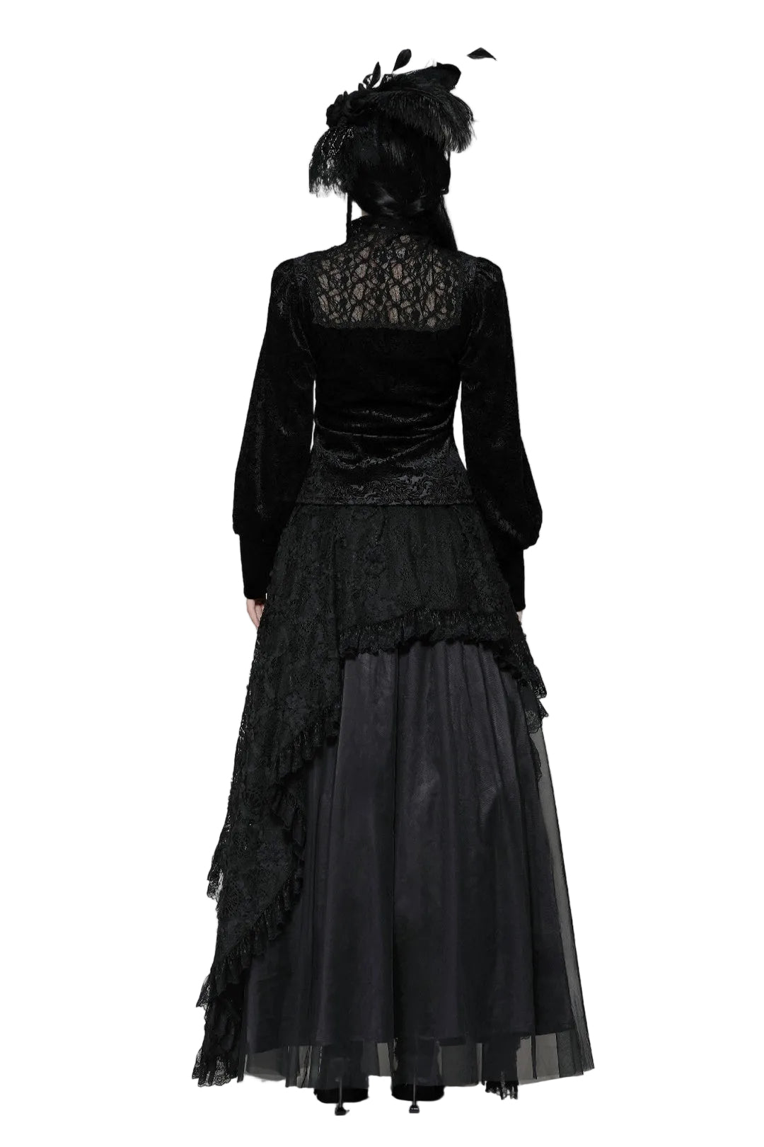 High Neck Jacquard Velvet Blouse