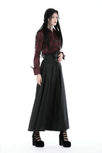 Wine Ruffle Long Sleeve Shirt
