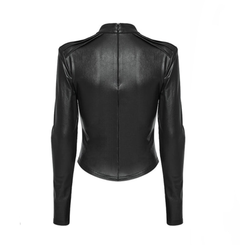 Dystopian Cutout Leather Top