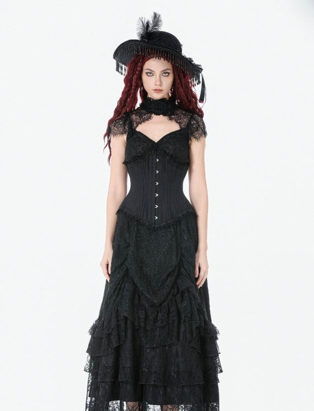 Lace Hem Long Corset