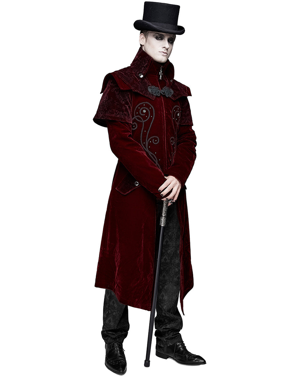Cape Collar Crucifix Gothic Long Burgundy Coat
