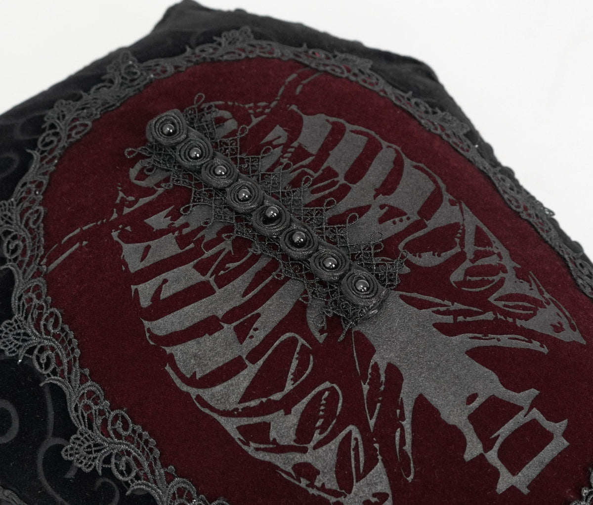 Ribcage Coffin Shape Velvet Cushion
