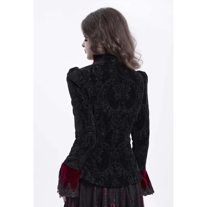 Black & Wine Chained Velvet Jacket