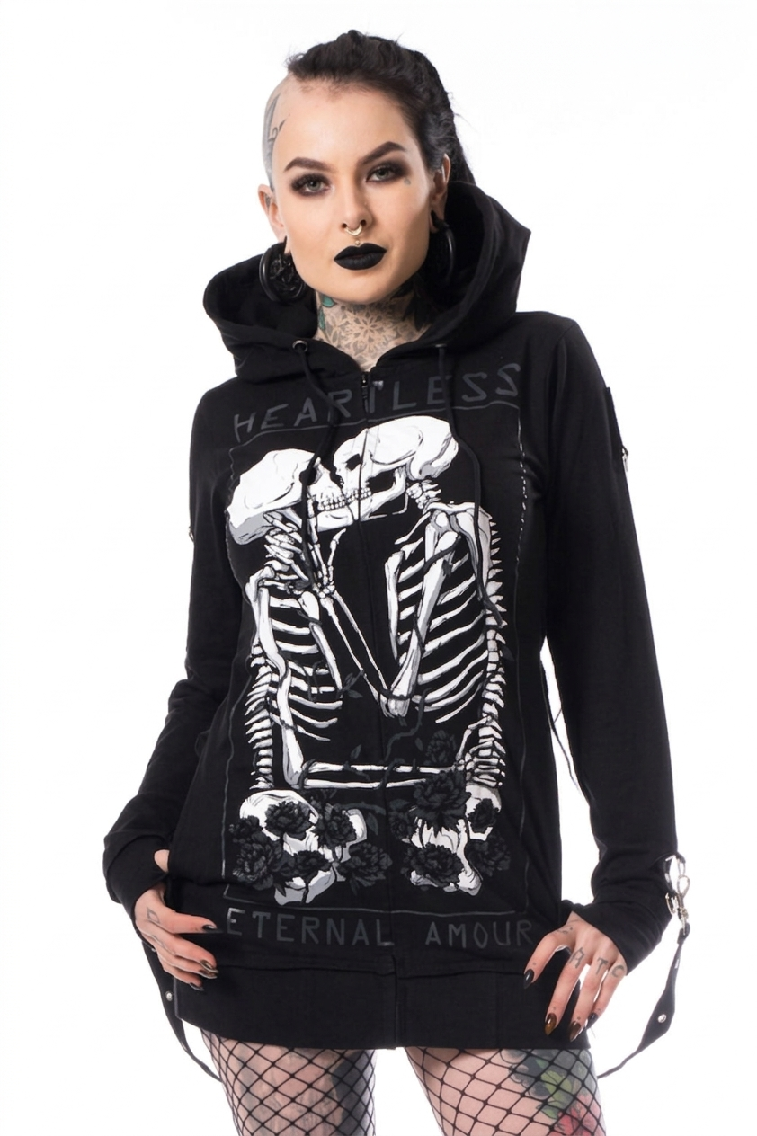 Skeleton Kiss Detachable Strap Hoody