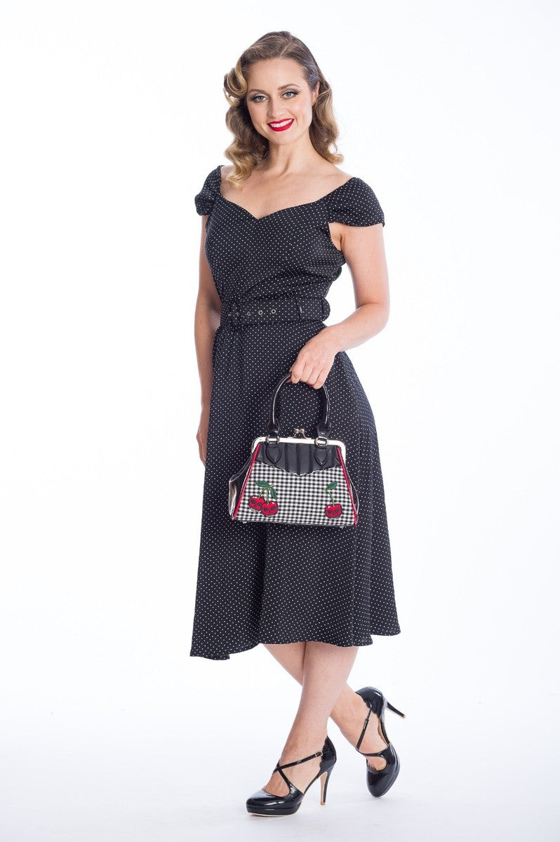 Gingham Skull Cherry Retro Bag