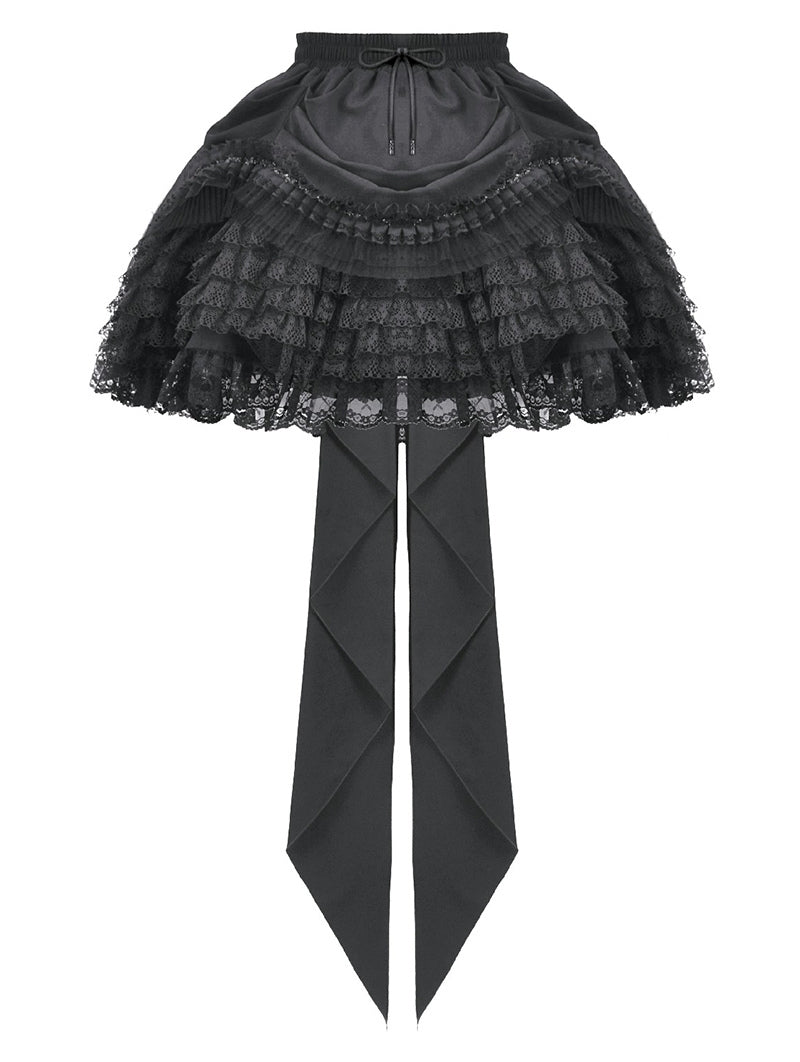 Lolita Doll Ruffle Lace Ribbon Trail Skirt